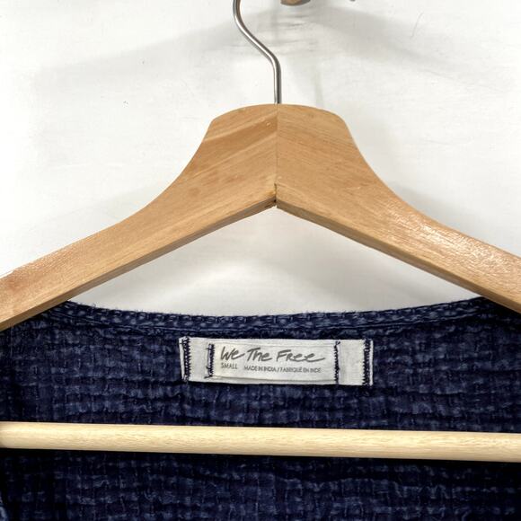 Free People S navy cotton lightweight boho Blose - Picture 4 of 7